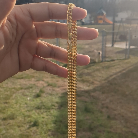 Sterling Silver 925 Gold finish Miami Cuban 180 Chain Link 6.3mm  CH375-20 - Picture 3 of 5